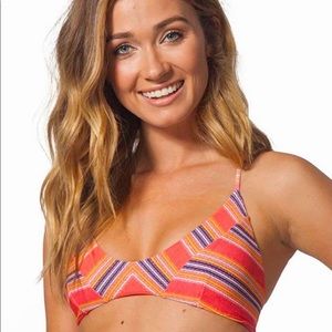 Rip Curl Sedona Reversible Trilette Bikini Top Stripe Coral Pink/Orange